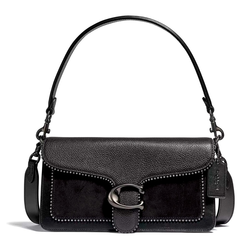 Coach Tabby 26 Black Leather Suede Gunmetal hardware crossbody shoulder Bag